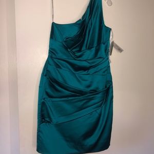 Oasis Short One Shoulder Stretch Satin Dress